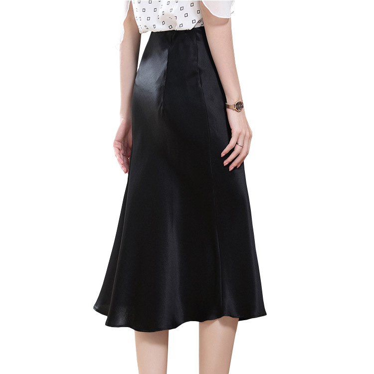 2026 Summer New S325 High Waist Pencil A-Line Skirt 19 Momme Silk Stretch Satin Satin Half Skirt
