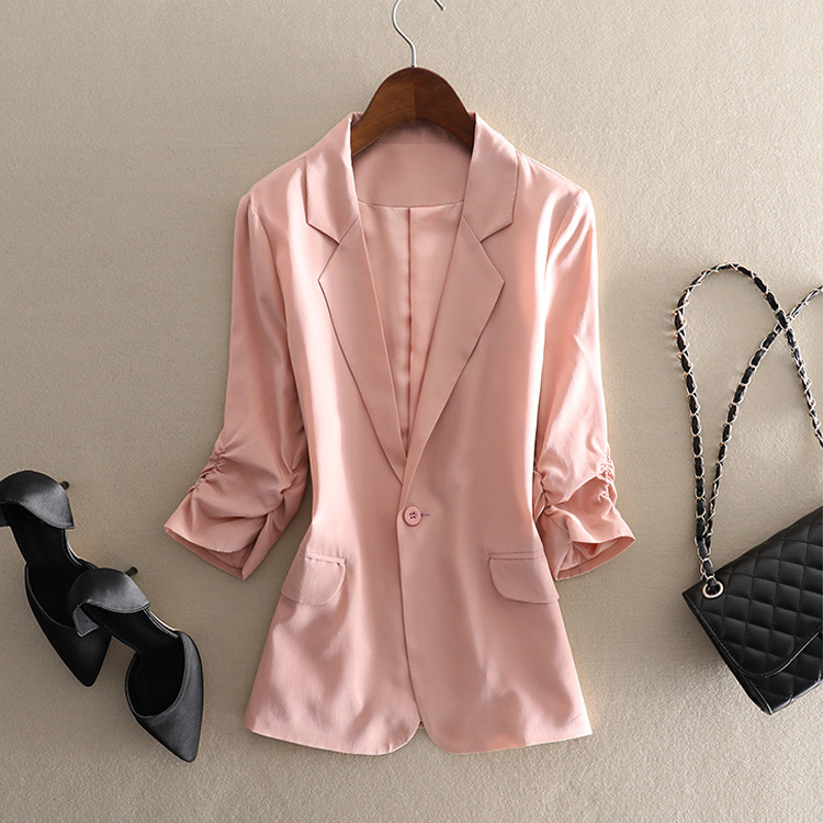 2026 Early Autumn New S352 Silk Small Blazer Women Thin Jacket One Button Mulberry Silk Slim Fit OL Commute