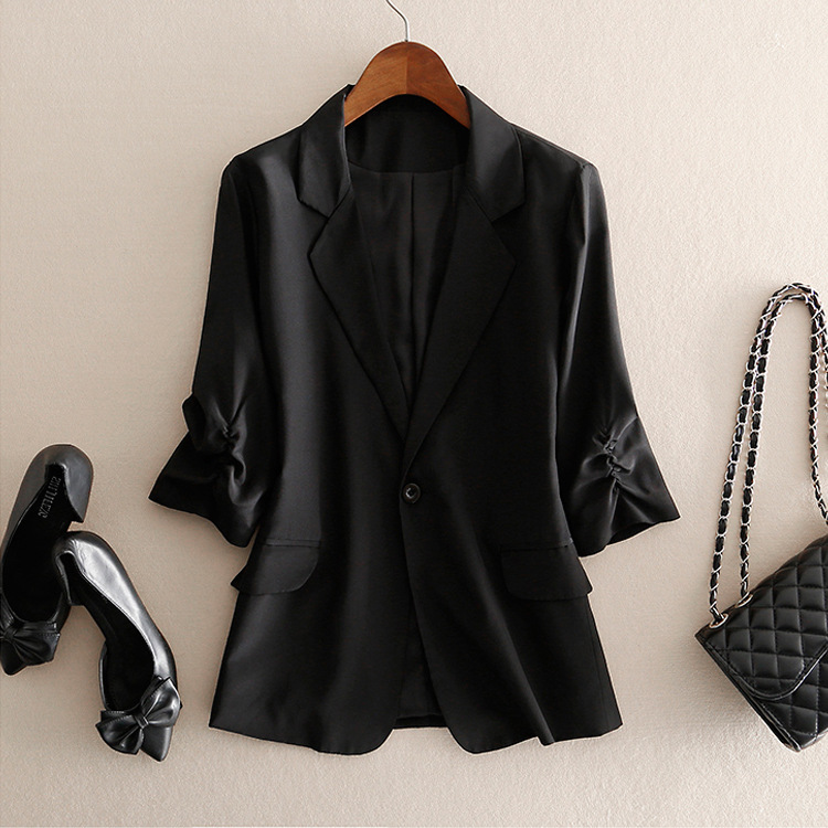 2026 Early Autumn New S352 Silk Small Blazer Women Thin Jacket One Button Mulberry Silk Slim Fit OL Commute
