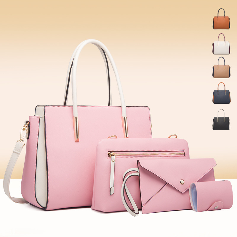Bag women 2026 new women's bag color-block four-piece set mother-child bag fresh crossbody shoulder bag handbag