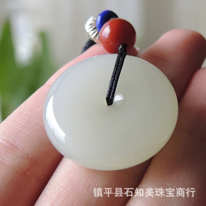 Xinjiang Tianyu Pendant Peace Button Mutton Fat Green White Jade Men Women Jade Jade Pendant Live Broadcast
