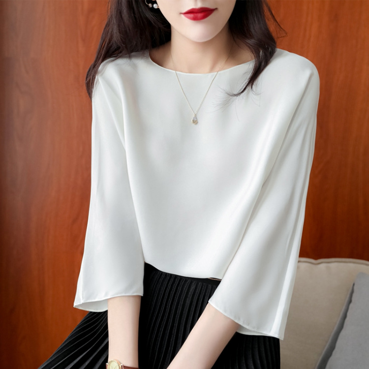 2026 Early Autumn S399 Silky Bare Feeling 19 Momme Silk Stretch Satin Loose Goddess Top Women