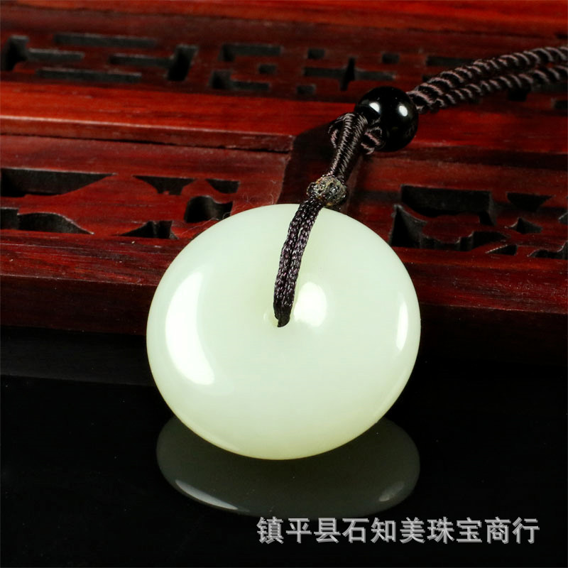 Xinjiang Tianyu Pendant Peace Button Mutton Fat Green White Jade Men Women Jade Jade Pendant Live Broadcast