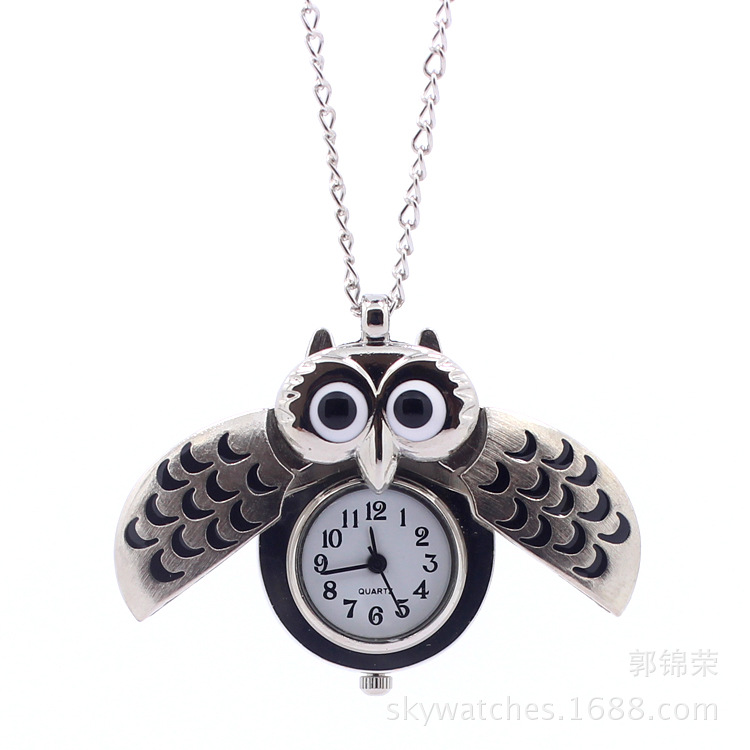 Cartoon Owl Pocket Watch Quartz Long Chain Pocket Watch