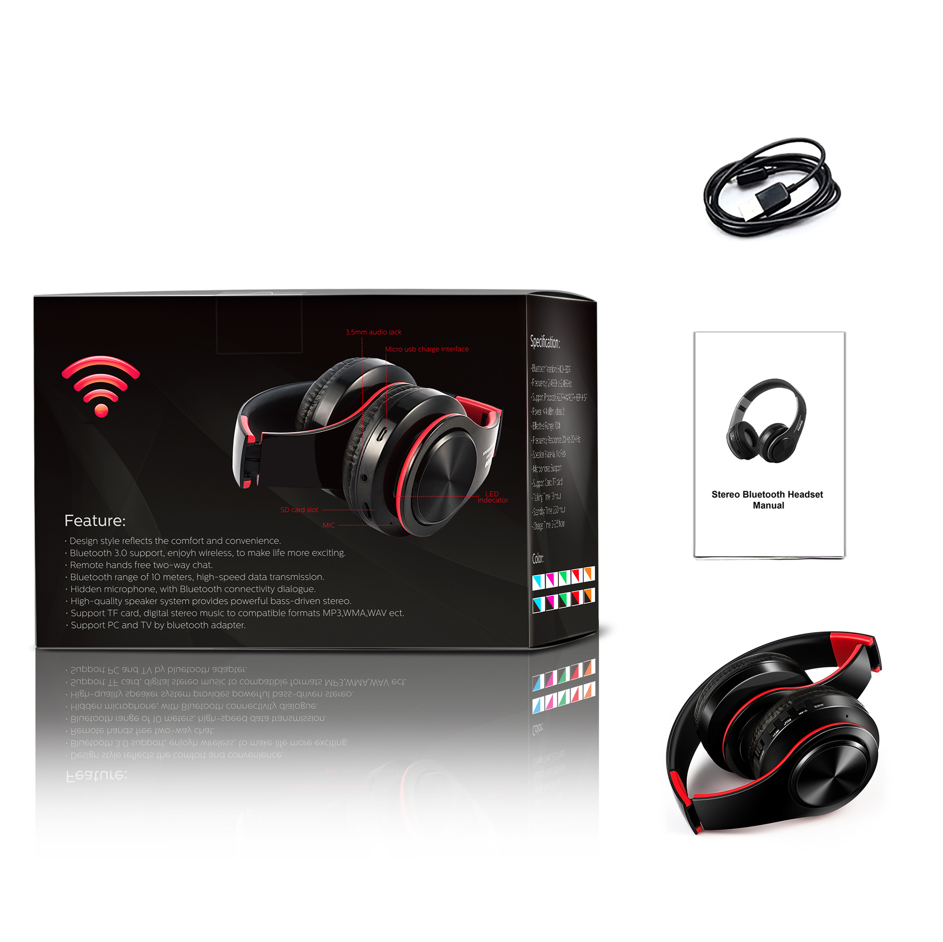 Wireless headphones over-ear Bluetooth music sports card folding universal wireless Bluetooth headphones