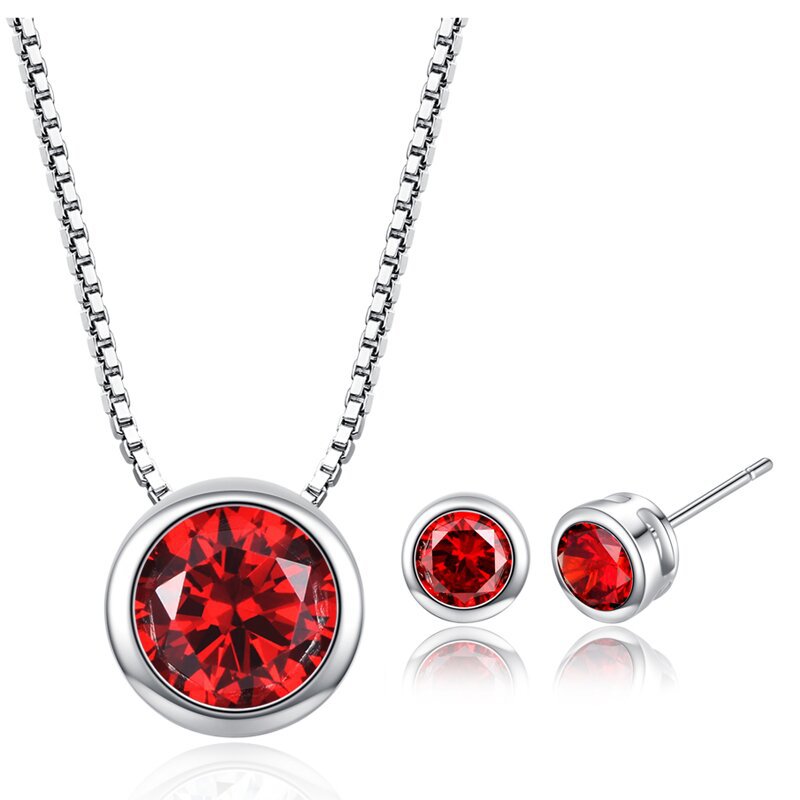 Accessory New Women's Accessory Simple Round Zircon Collarbone Chain Necklace Earring Set