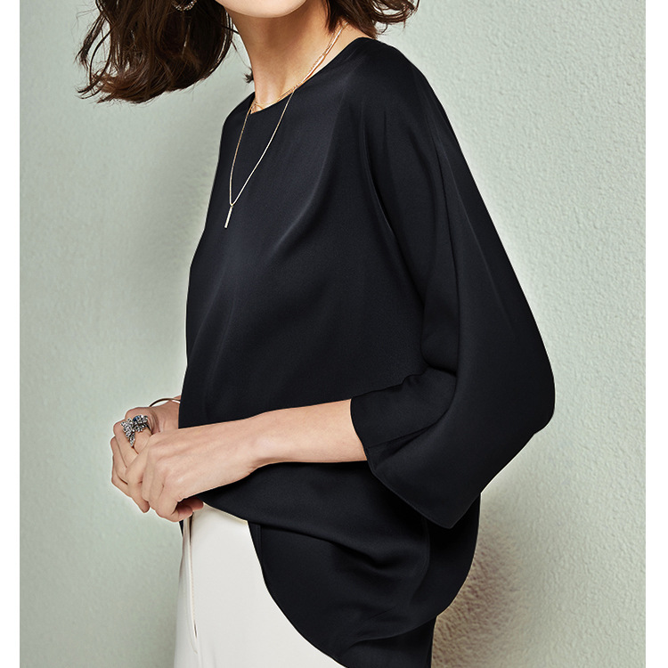 2026 Early Autumn S399 Silky Bare Feeling 19 Momme Silk Stretch Satin Loose Goddess Top Women