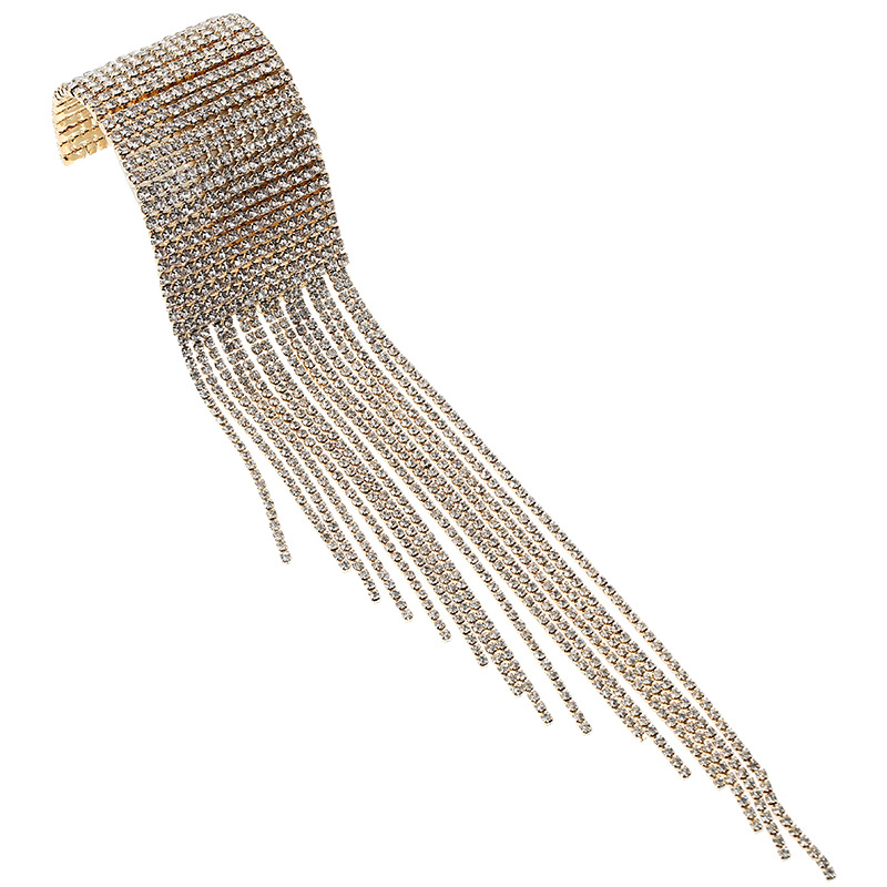 Exaggerated Luxury Multi-Row Multi-Layer Sparkling Rhinestone Tassel Nightclub Performance Bracelet for Women
