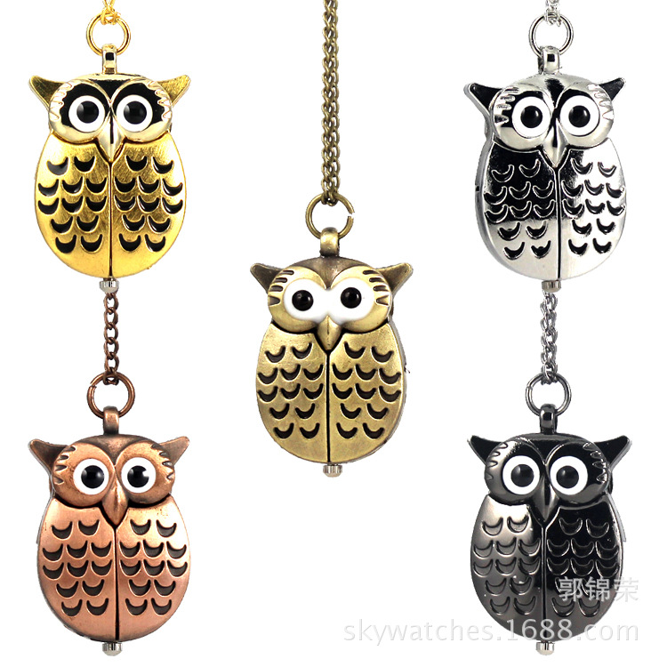 Cartoon Owl Pocket Watch Quartz Long Chain Pocket Watch