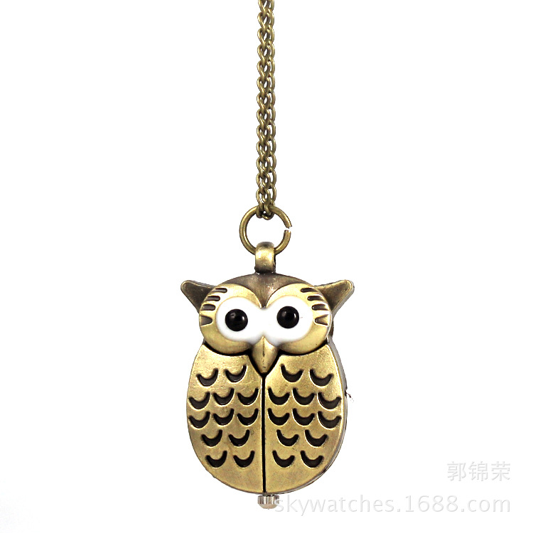 Cartoon Owl Pocket Watch Quartz Long Chain Pocket Watch