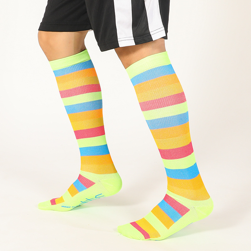 Socks, men's casual sports mid-calf socks, breathable and sweat-absorbing women's striped long socks imitation nylon socks