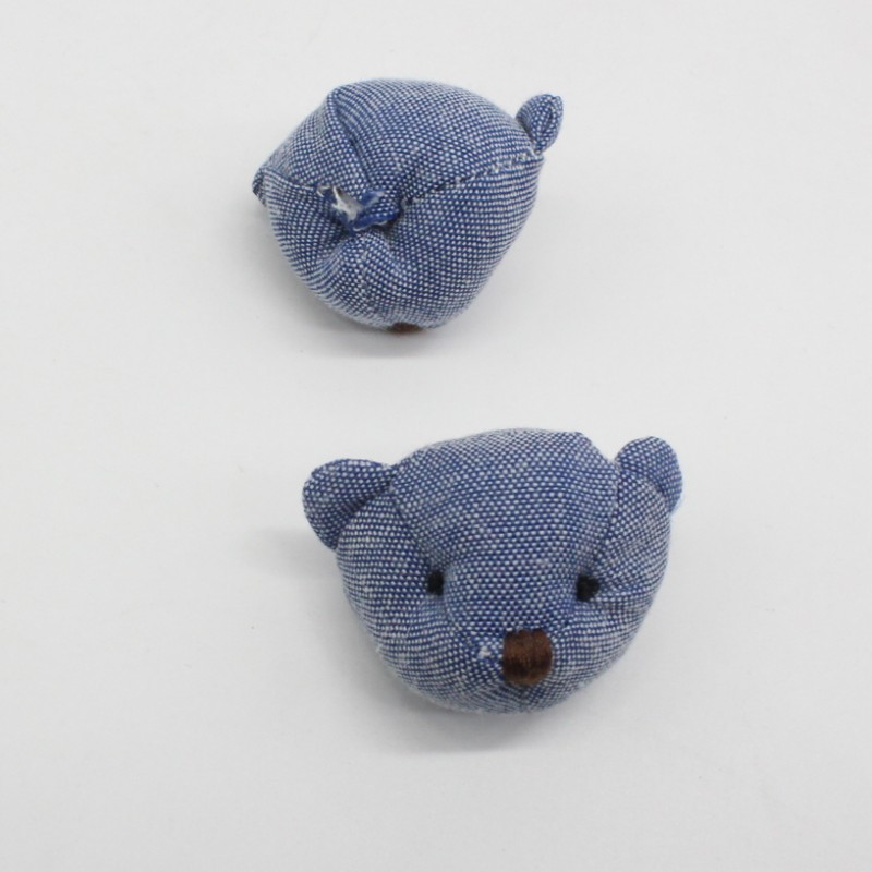 蓝色牛仔布熊头 · 3*4cm