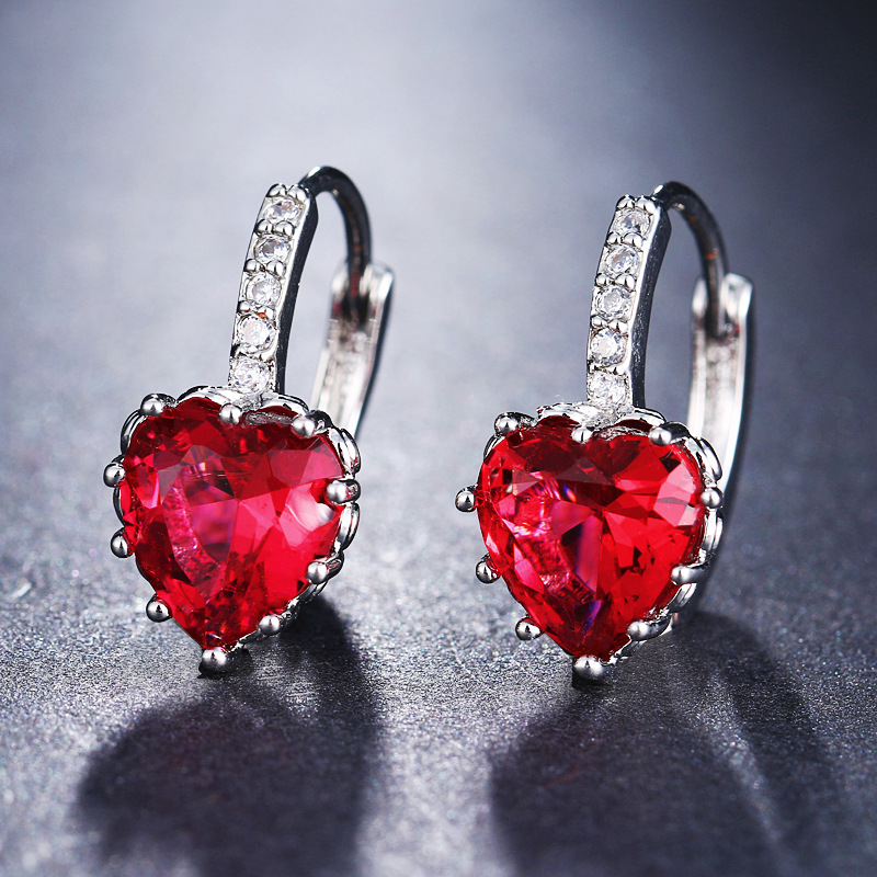 Heart-shaped zirconia earrings for women, simple, student, fresh, forest style FD24679717