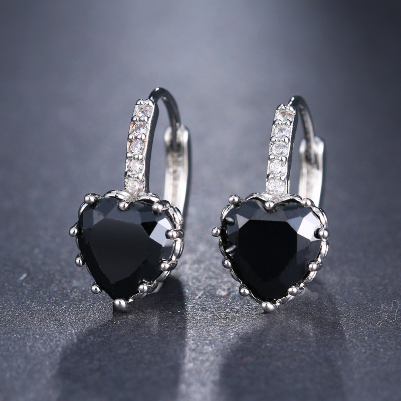Heart-shaped zirconia earrings for women, simple, student, fresh, forest style FD24679717