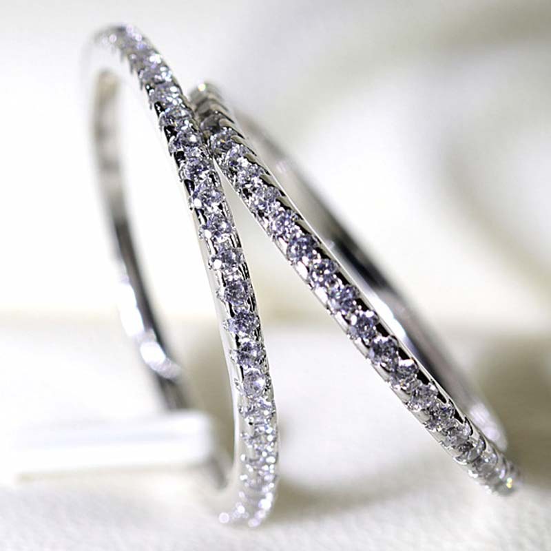 JZ094 Gold-plated ultra-fine tail women's ring full circle set full diamond cubic zirconia single row micro-set strip ring ring