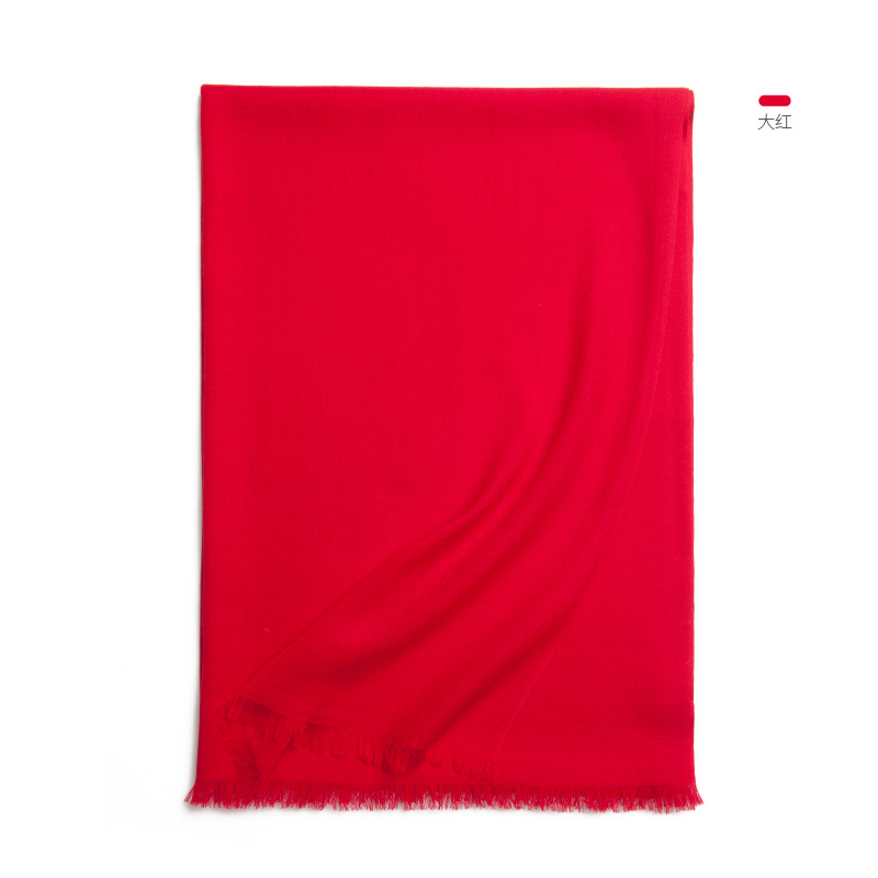 Inner Mongolia 80s plain color women's wool scarf autumn and winter warm solid color shawl neck warmer two-in-one