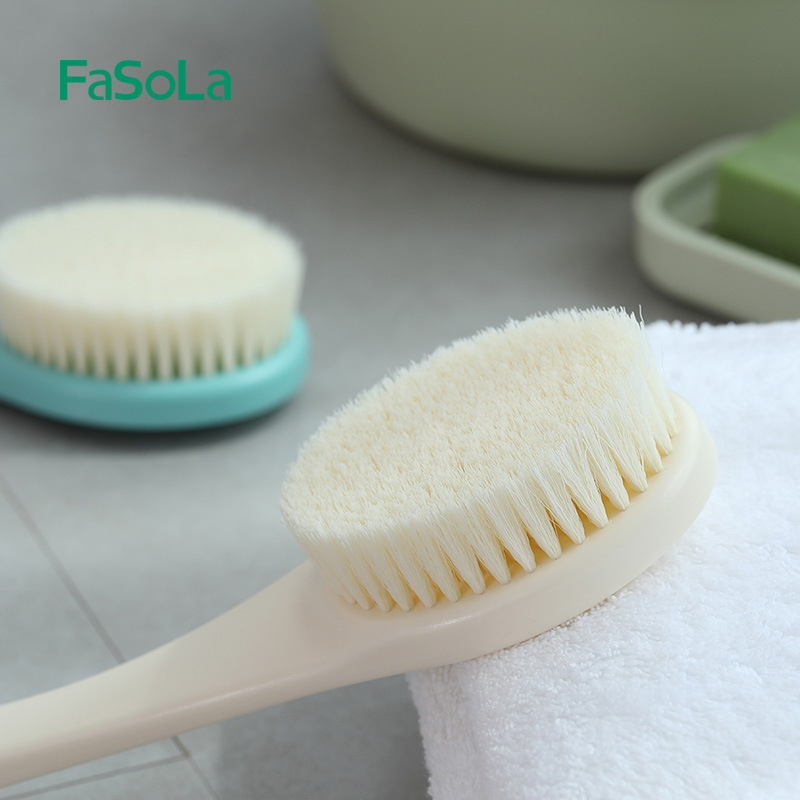 Japan FaSoLa Bath Brush Long Handle Back Scrubber Exfoliating Soft Bristle Shower Brush Adult Bath Towel