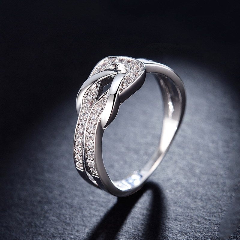 Popular New Cross Knot Ring Set Diamond Twist Ring 97675