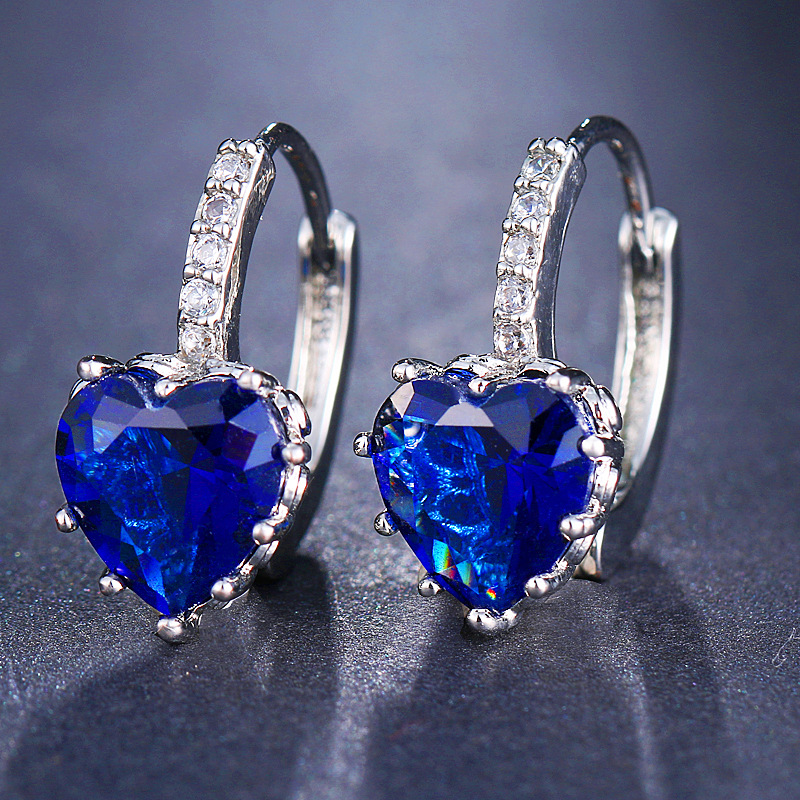 Heart-shaped zirconia earrings for women, simple, student, fresh, forest style FD24679717