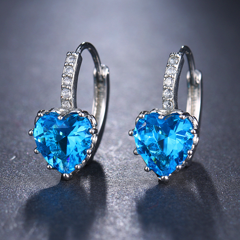 Heart-shaped zirconia earrings for women, simple, student, fresh, forest style FD24679717