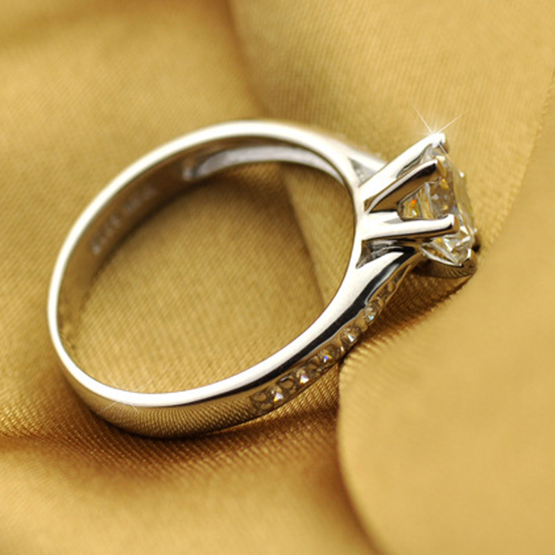 JZ016 Xiang'er silver new six-claw jewelry simple 70 points diamond ring simulated diamond women's daily proposal wedding gift