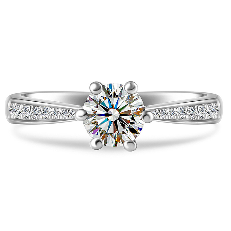 JZ010 Simulated diamond 1 carat wedding ring proposal ring women's ring eight hearts eight arrows cubic zirconia gold-plated six-claw diamond ring