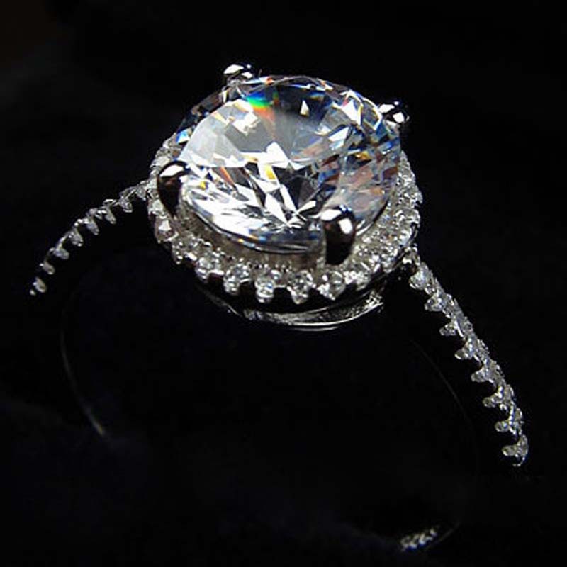 JZ009 Starry sky platinum color proposal 1.2 carat 50 points set cubic zirconia simulated diamond ring women's two carats