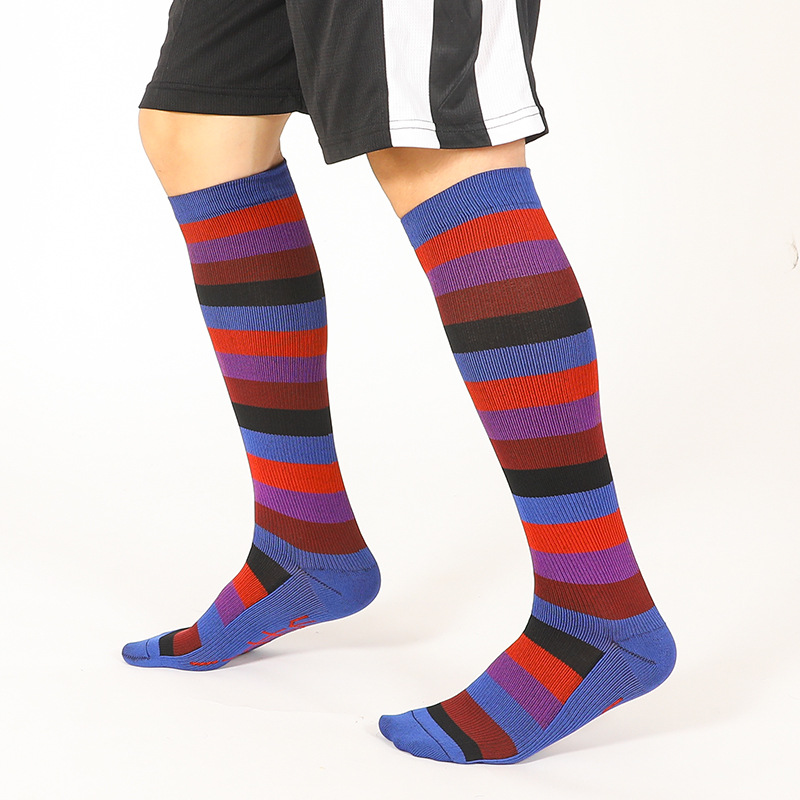 Socks, men's casual sports mid-calf socks, breathable and sweat-absorbing women's striped long socks imitation nylon socks