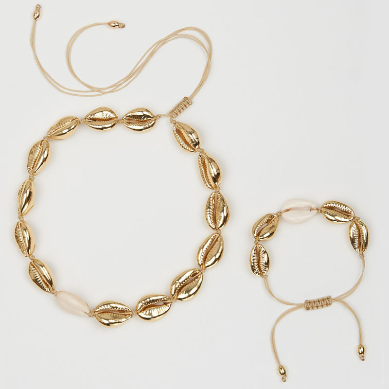 Original Jewelry Set Shell Choker Handmade Alloy Shell Knot Braided Necklace Women