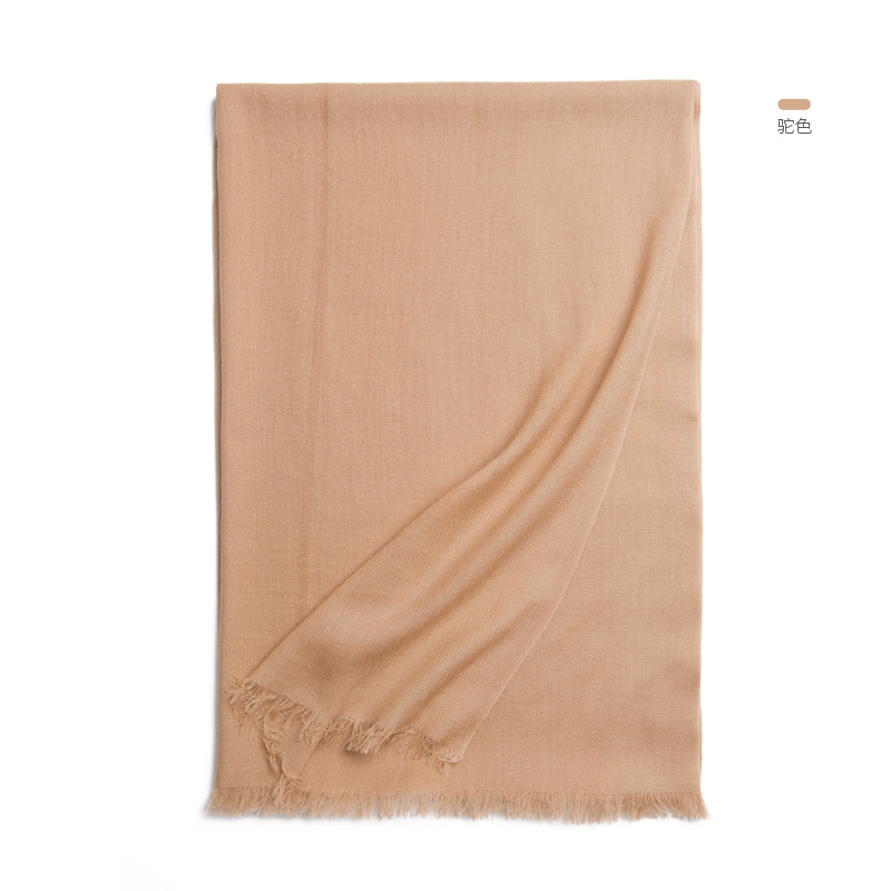 Inner Mongolia 80s plain color women's wool scarf autumn and winter warm solid color shawl neck warmer two-in-one