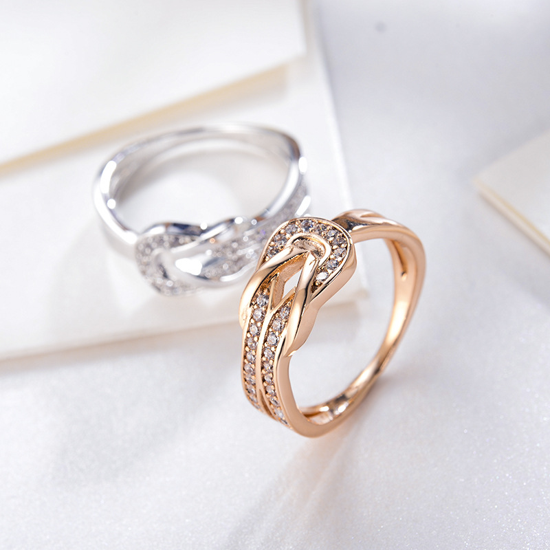 Popular New Cross Knot Ring Set Diamond Twist Ring 97675