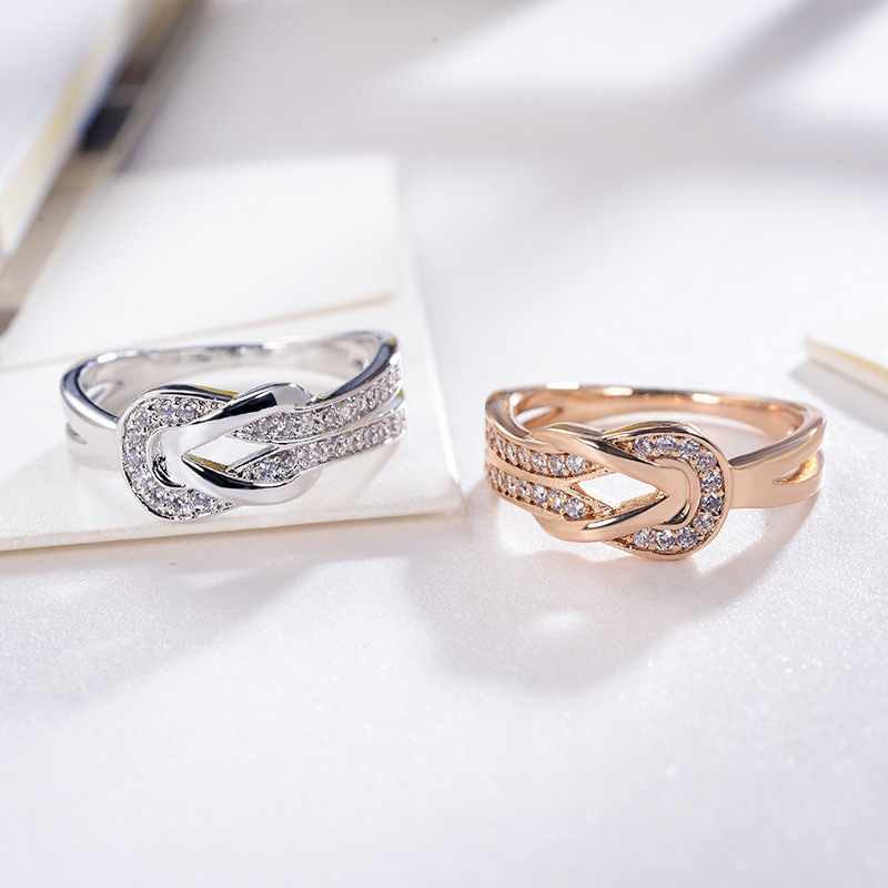 Popular New Cross Knot Ring Set Diamond Twist Ring 97675