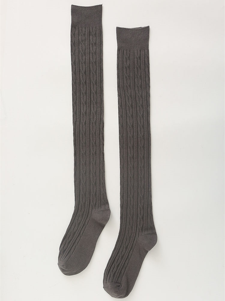 Socks, women's spring and autumn knee-high socks, ladies' twisted long socks, cotton socks, college style slouch socks
