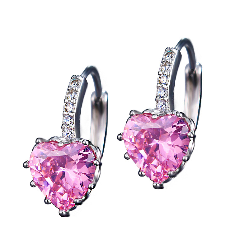Heart-shaped zirconia earrings for women, simple, student, fresh, forest style FD24679717