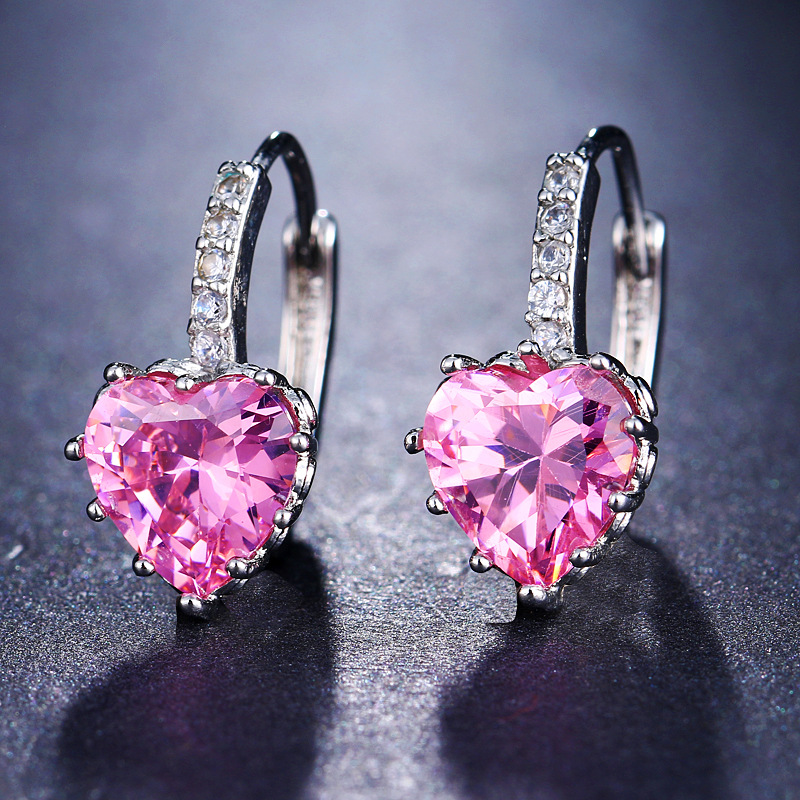 Heart-shaped zirconia earrings for women, simple, student, fresh, forest style FD24679717