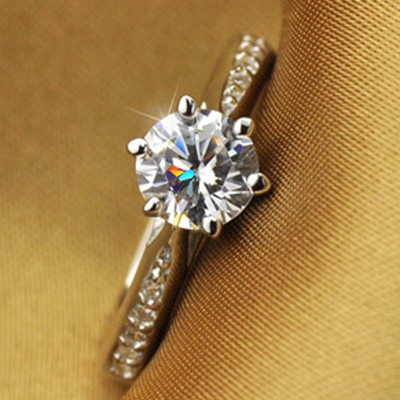 JZ016 Xiang'er silver new six-claw jewelry simple 70 points diamond ring simulated diamond women's daily proposal wedding gift