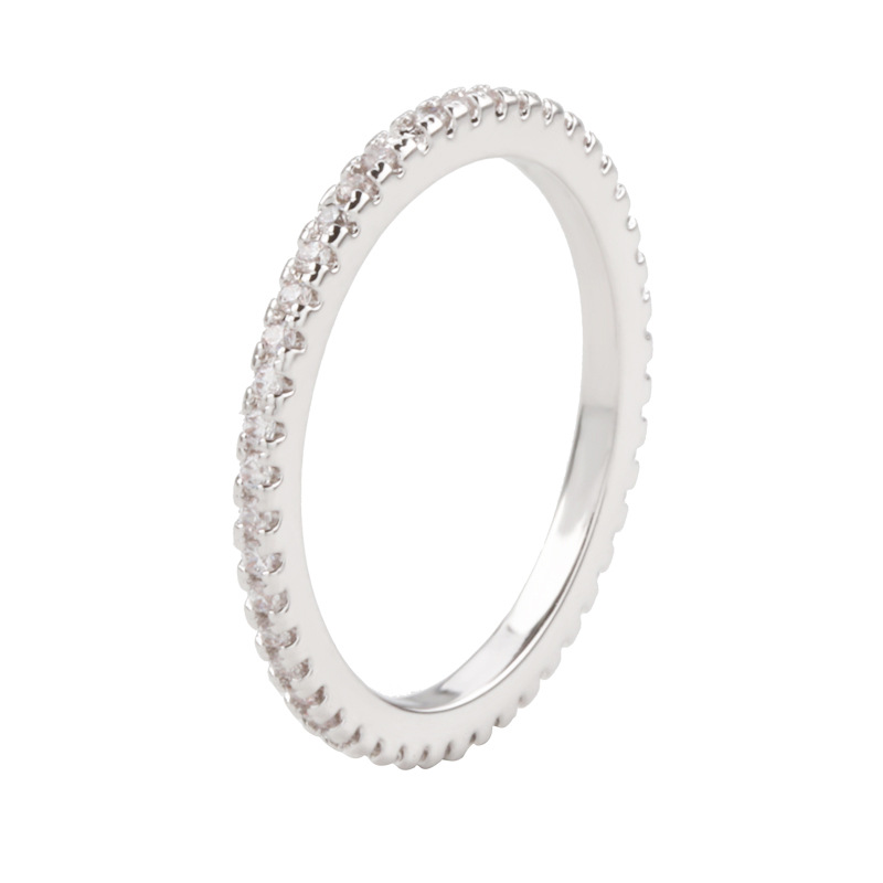 JZ094 Gold-plated ultra-fine tail women's ring full circle set full diamond cubic zirconia single row micro-set strip ring ring