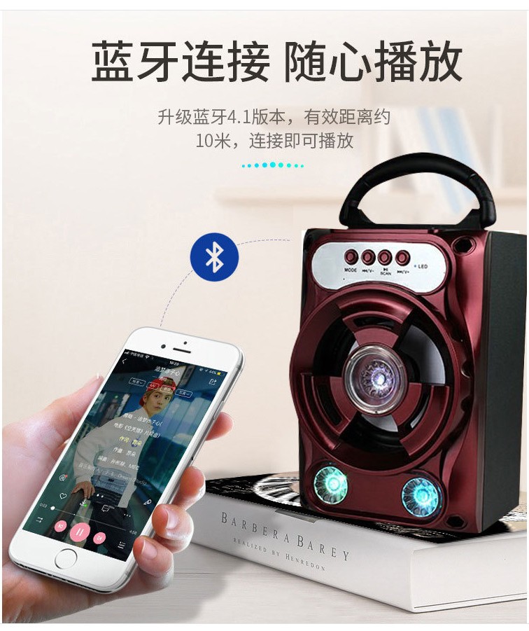 Wireless Bluetooth Card Speaker Square Dance Subwoofer Phone Computer Car Music Player Neutral New