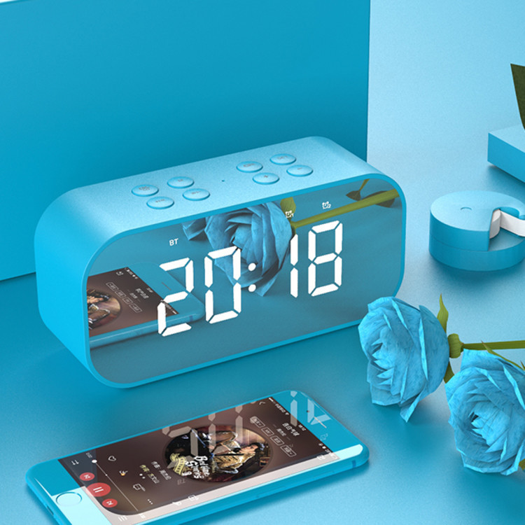BT501 Bluetooth speaker LED alarm clock wireless mini mirror with screen clock gift card playback bass small speaker
