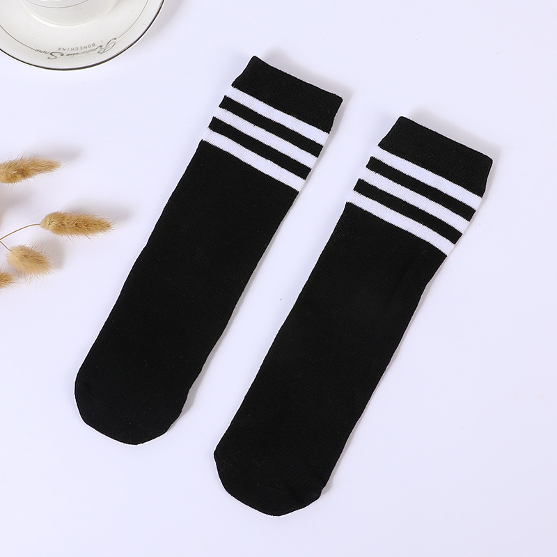 Socks, girls' spring cotton knee-high socks, new high-top student striped