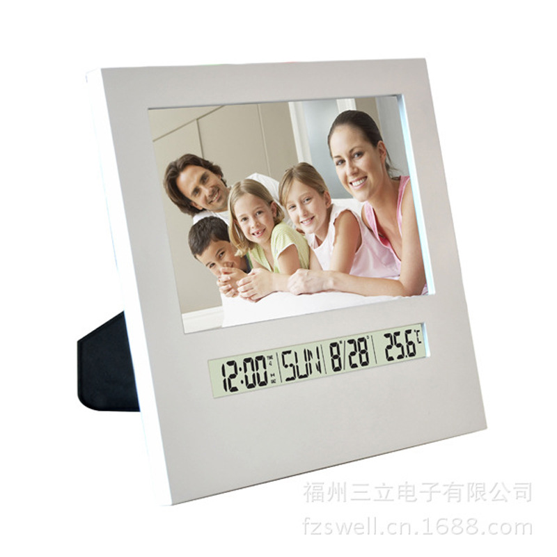 Household LCD Electronic Perpetual Calendar Photo Frame Clock Digital Vertical Thermometer Alarm Clock