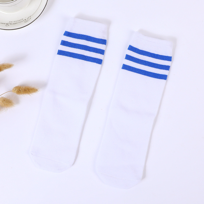 Socks, girls' spring cotton knee-high socks, new high-top student striped