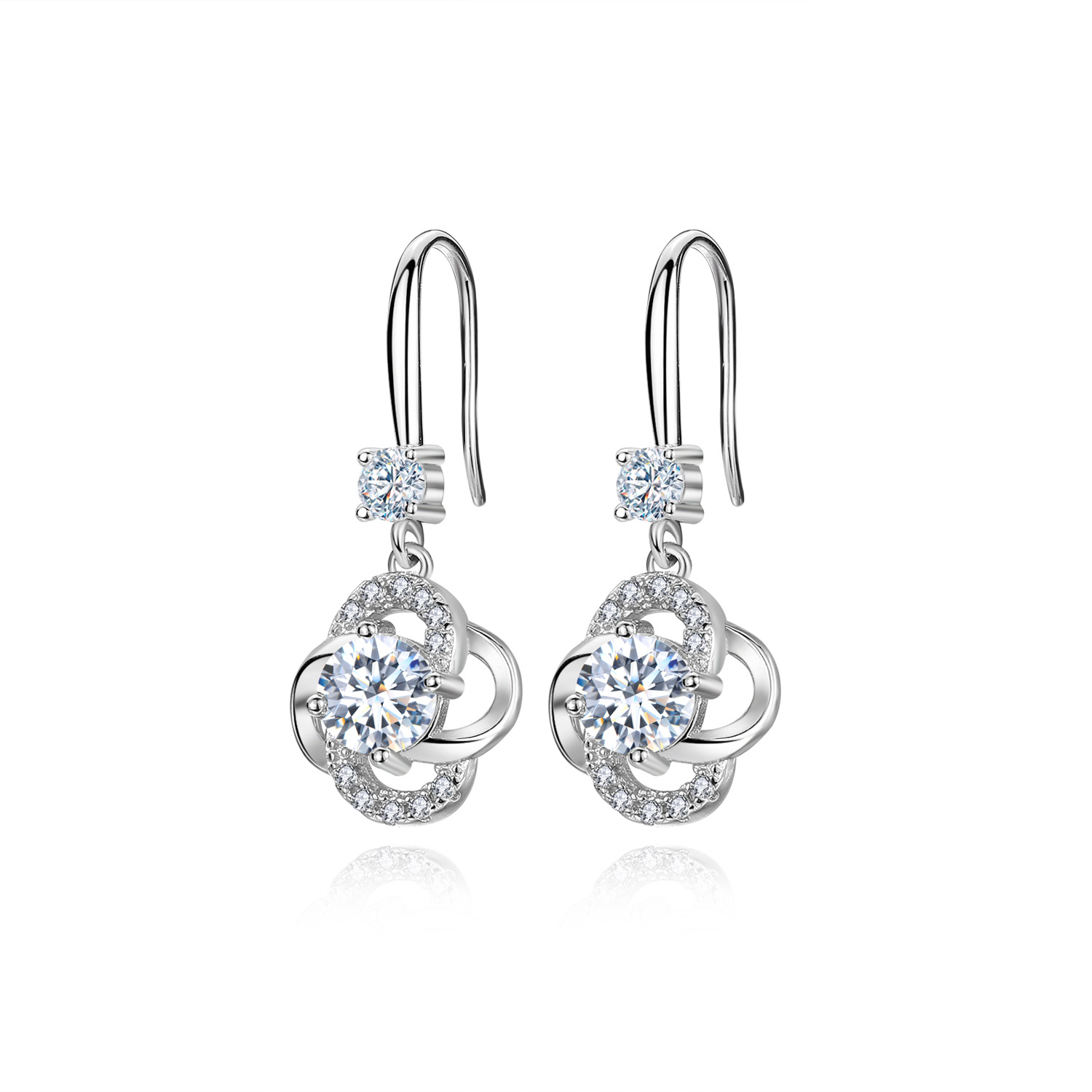Earrings, four-leaf clover earrings for women, long earrings, simple earrings