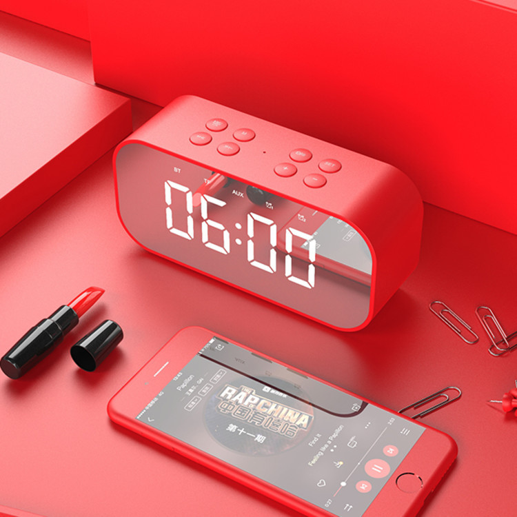 BT501 Bluetooth speaker LED alarm clock wireless mini mirror with screen clock gift card playback bass small speaker