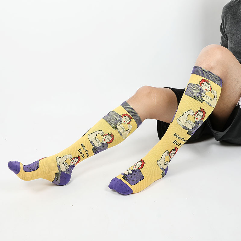Socks, men's animal rainbow spring and autumn new sports socks, winter men's knee-high socks, casual sports cartoon socks