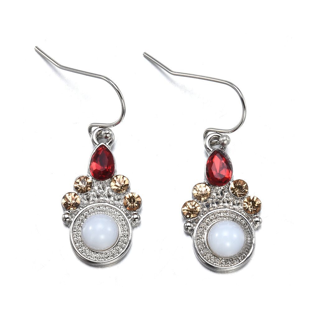 Ruby Topaz Drop Earrings Women's Wedding Moonstone Earrings Jewelry