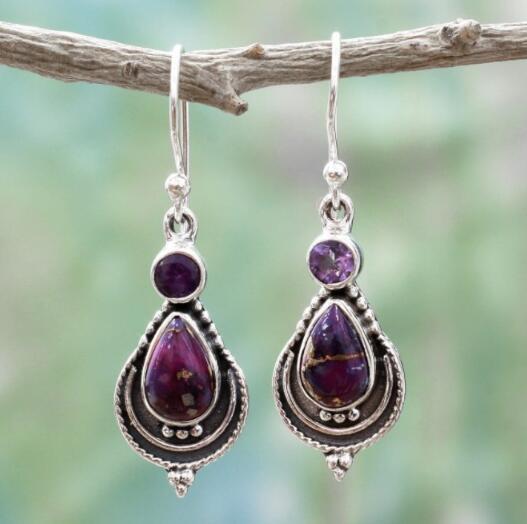 Ruby Topaz Drop Earrings Women's Wedding Moonstone Earrings Jewelry