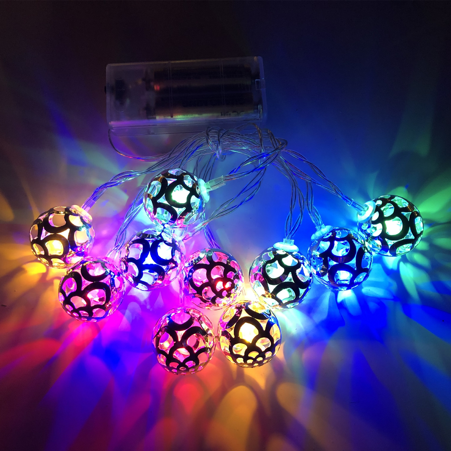 LED Moroccan Pattern Round Ball Light String Christmas Halloween Thanksgiving Room Courtyard Festival Decorative Lights