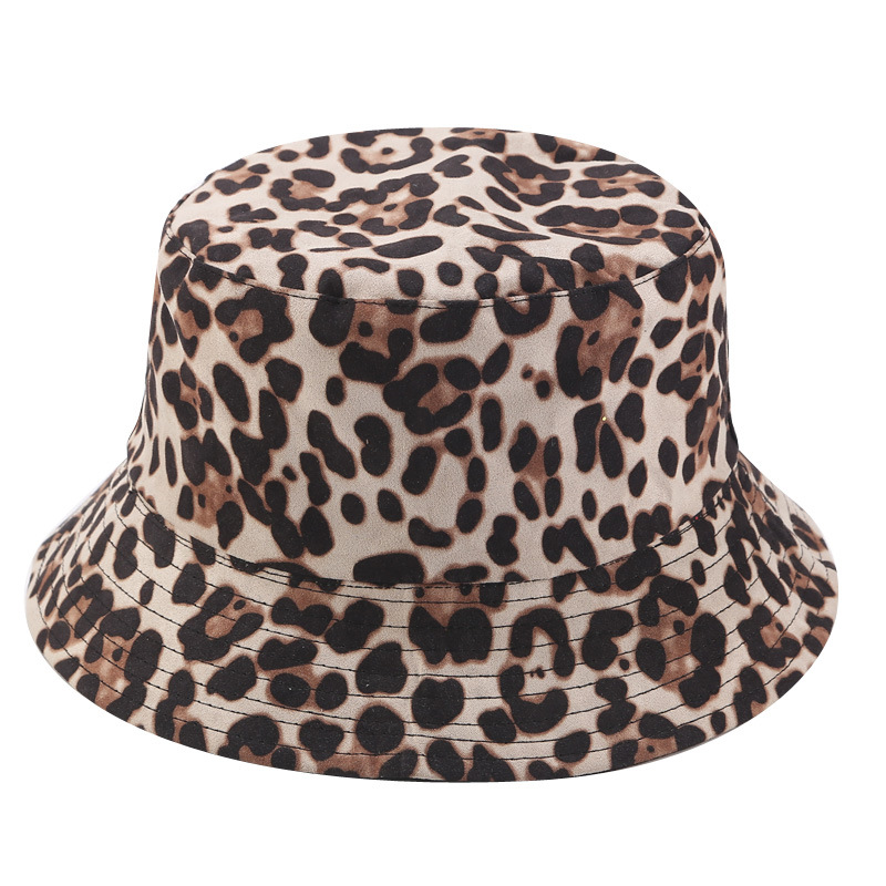 Suede Leopard Print Bucket Hat for Women, Printed Fisherman Hat, Spring New Outdoor Casual Sun Hat
