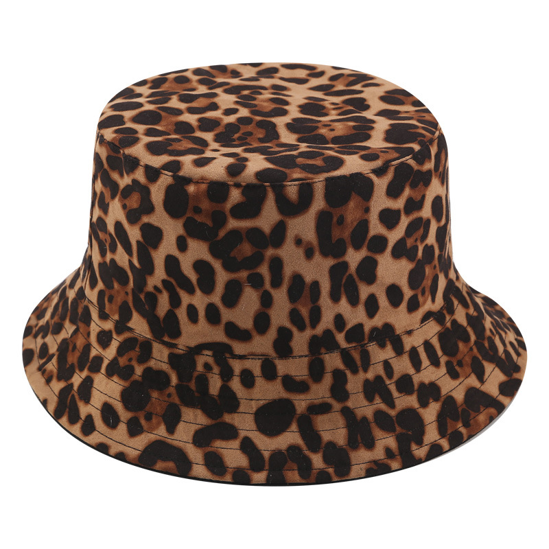 Suede Leopard Print Bucket Hat for Women, Printed Fisherman Hat, Spring New Outdoor Casual Sun Hat